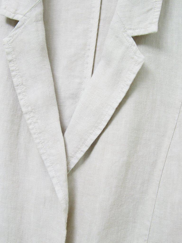 Scarlett Linen Blend Blazer in LGT NAT - FLAT DETAIL