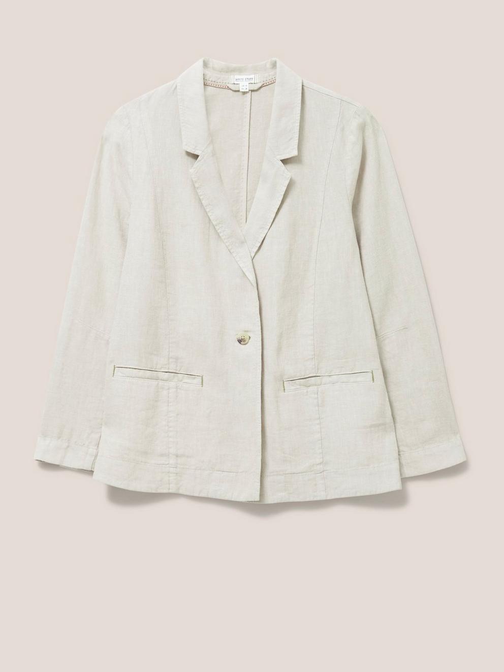 Scarlett Linen Blend Blazer in LGT NAT - FLAT FRONT