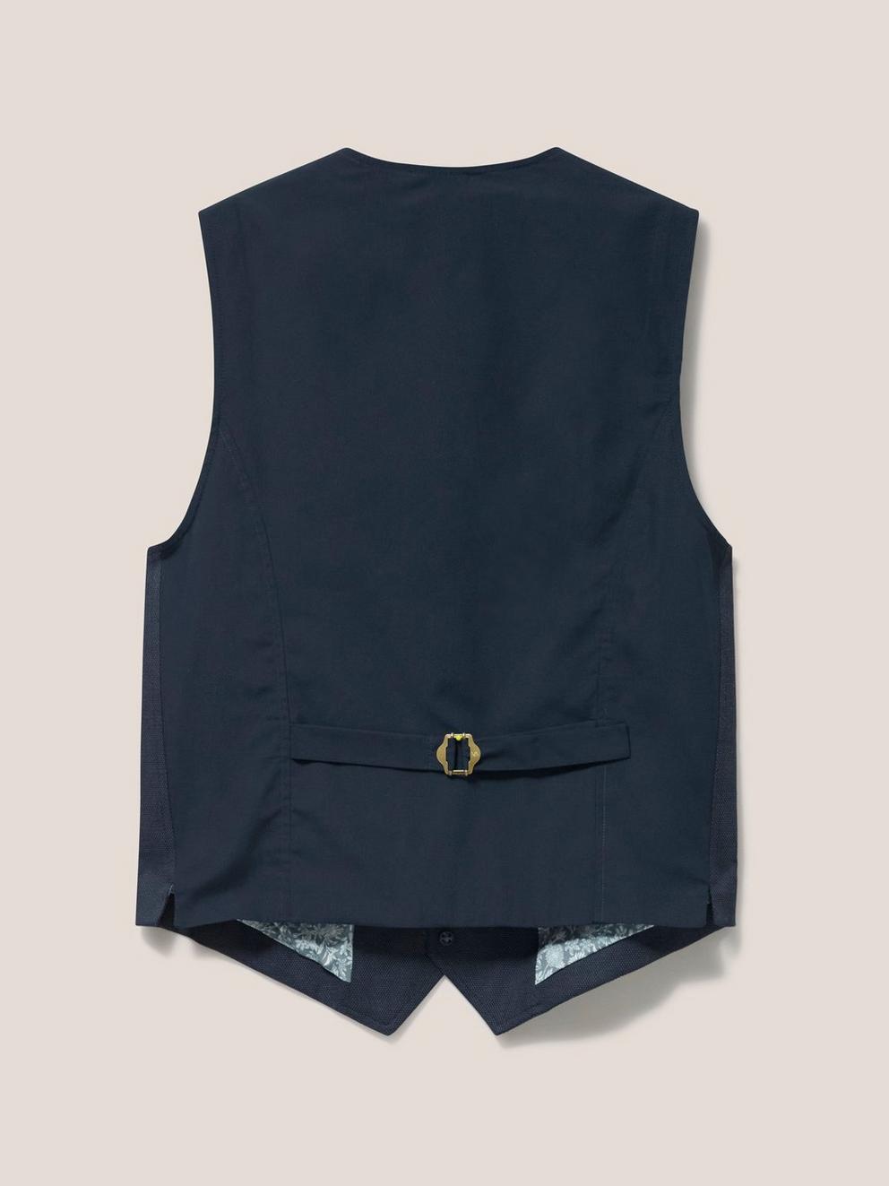 Abbot Linen Regular Fit Waistcoat in FR NAVY - FLAT BACK