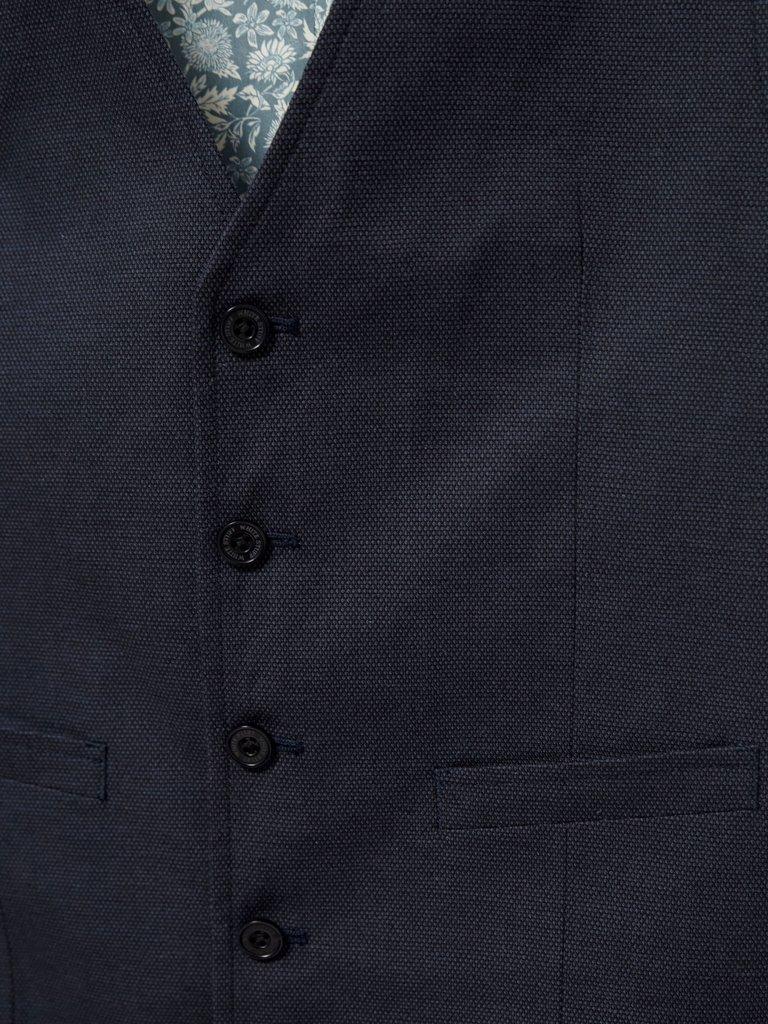 Abbot Linen Regular Fit Waistcoat in FR NAVY - FLAT DETAIL
