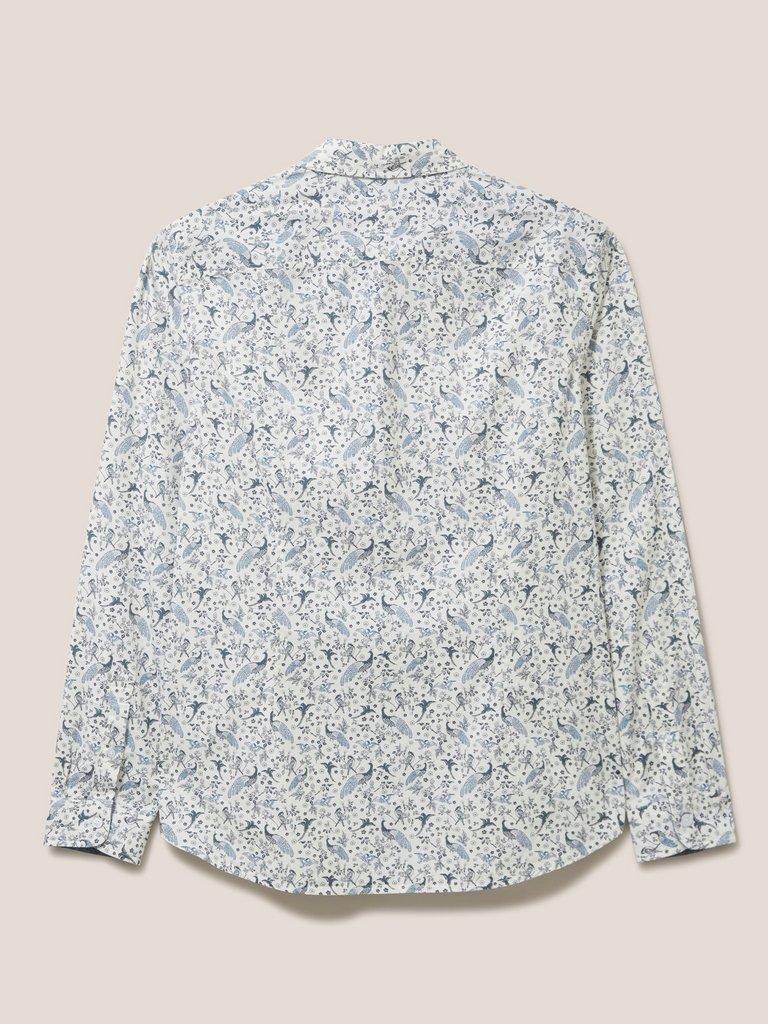 Peacock Printed Slim Fit Shirt in NAT WHITE - FLAT BACK