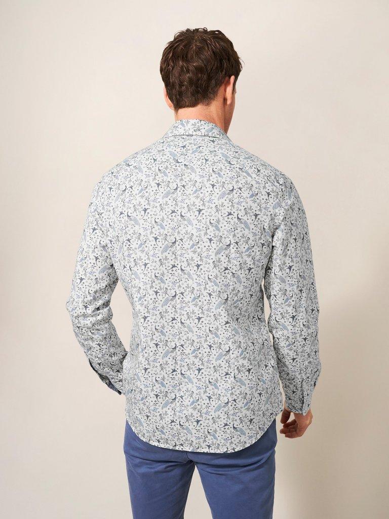 Peacock Printed Slim Fit Shirt in NATURAL WHITE | White Stuff