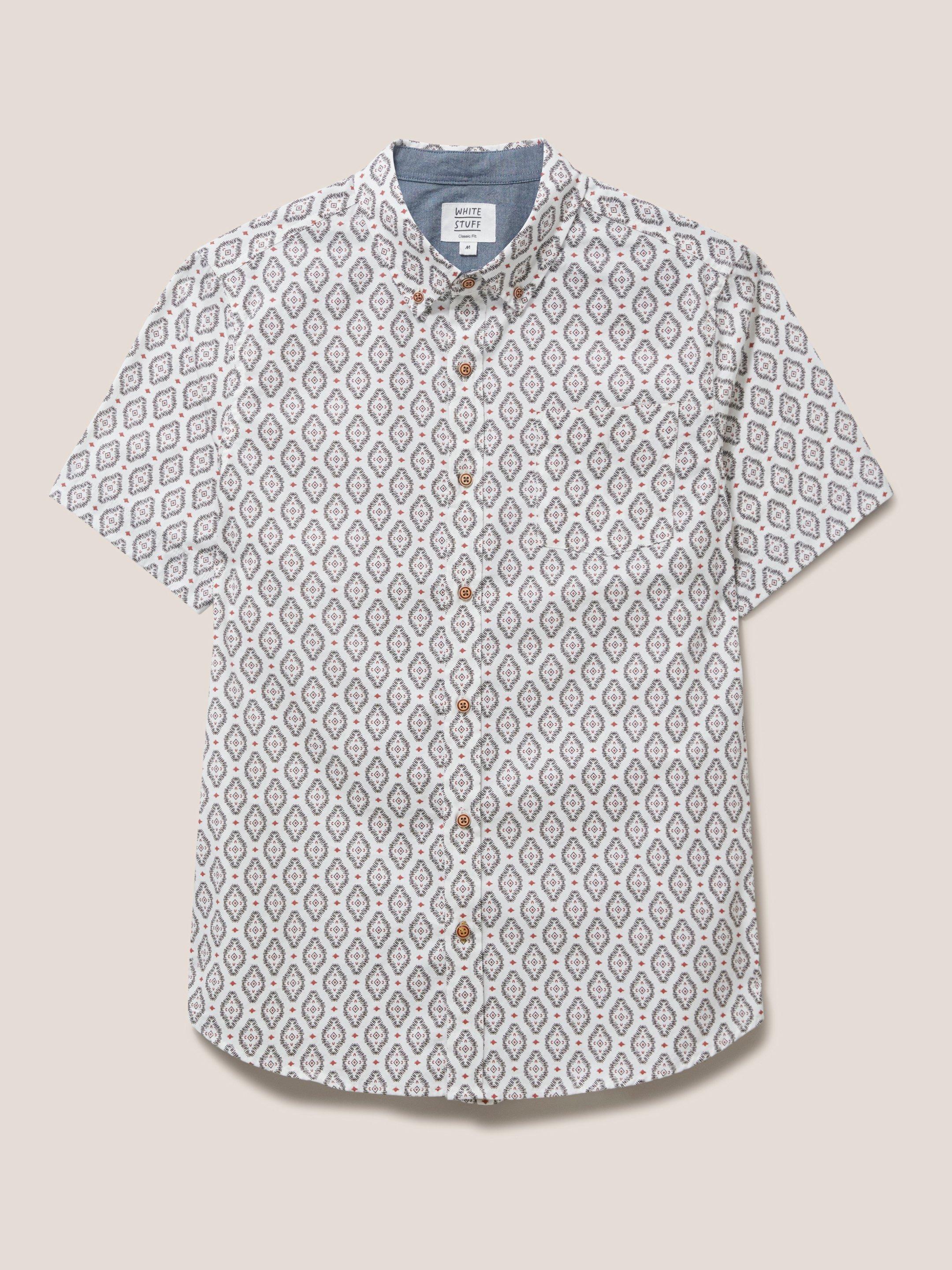 Diamond Printed Shirt in WHITE MLT - FLAT FRONT