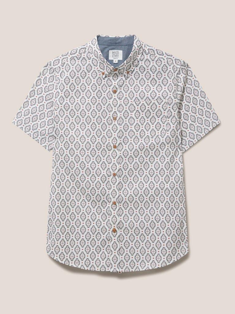 Diamond Printed Shirt in WHITE MLT - FLAT FRONT