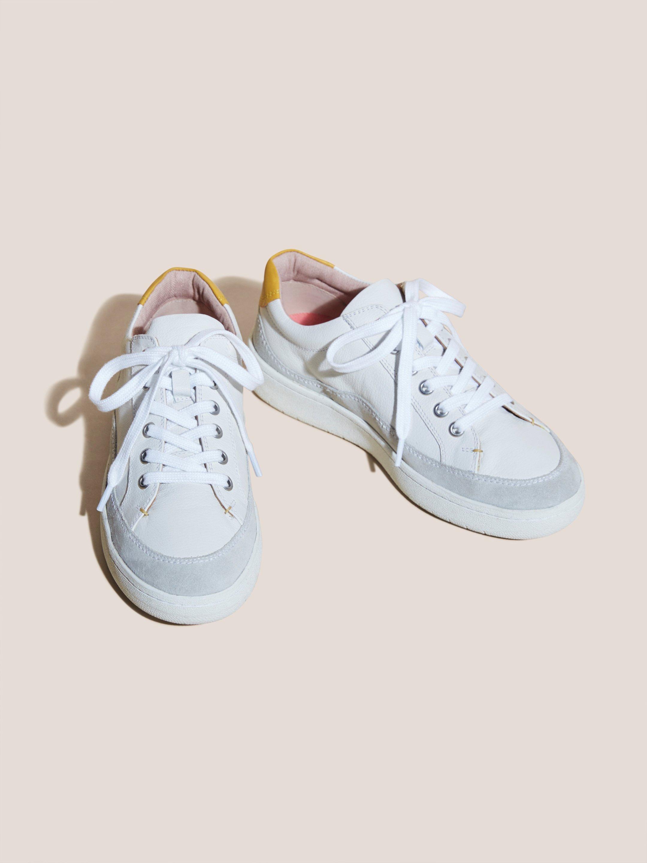 Tula Leather Lace Up Trainer in WHITE MLT - FLAT FRONT
