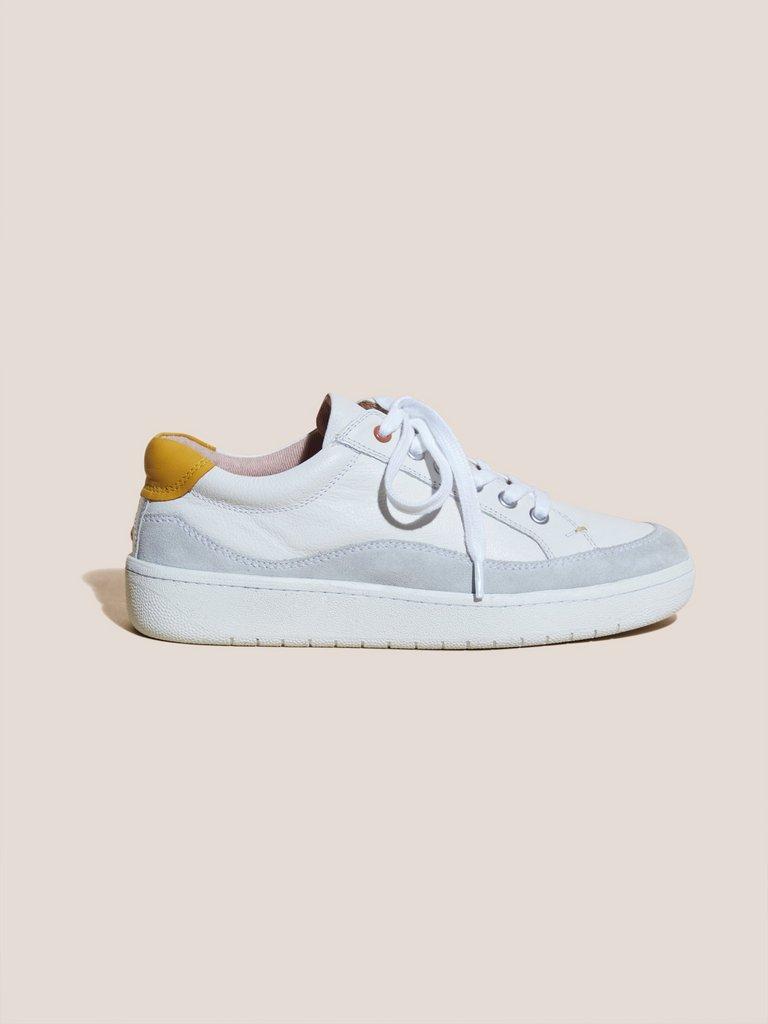 Tula Leather Lace Up Trainer in WHITE MLT - MODEL FRONT