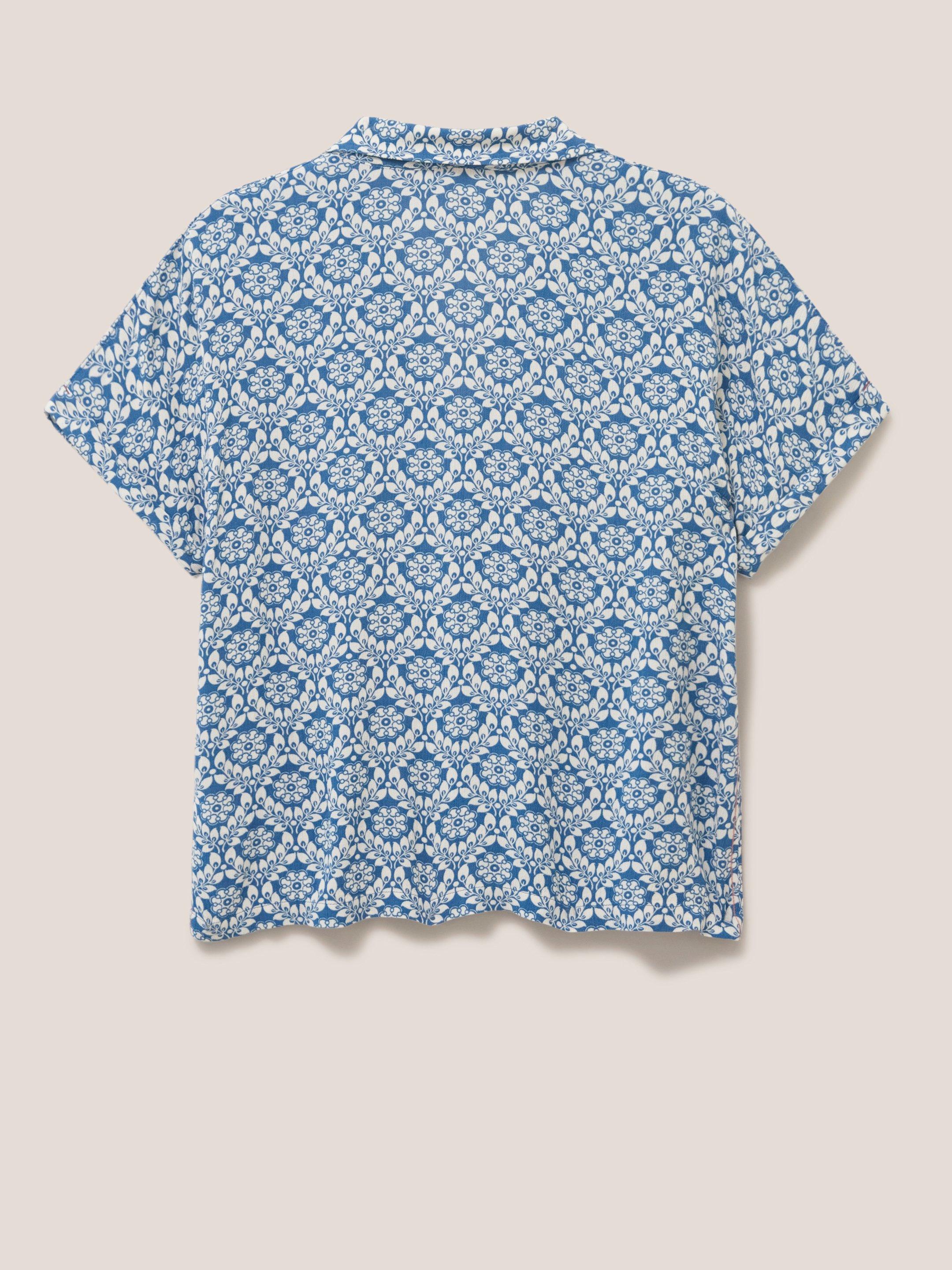 Albie Crinkle Resort Shirt in BLUE MLT - FLAT BACK