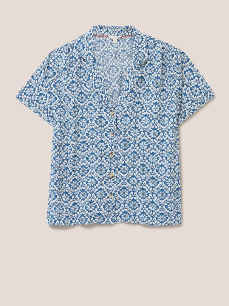 Albie Crinkle Resort Shirt in BLUE MLT - FLAT FRONT