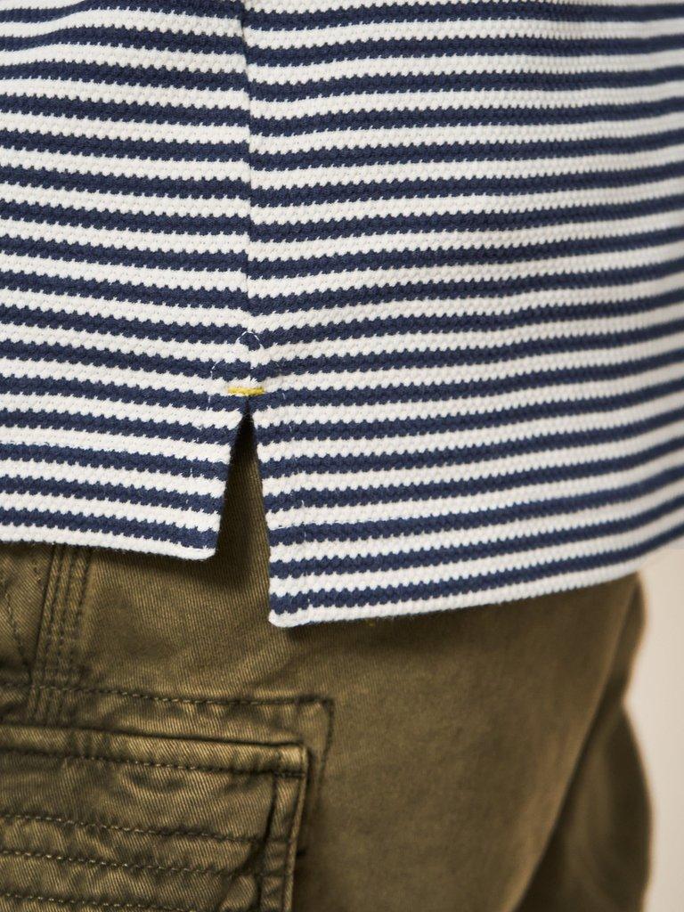 Revere Stripe Polo in DARK NAVY - MODEL DETAIL