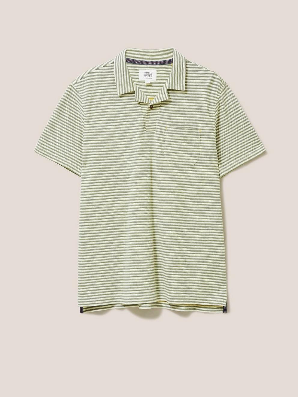 Revere Stripe Polo in MINT GREEN - FLAT FRONT
