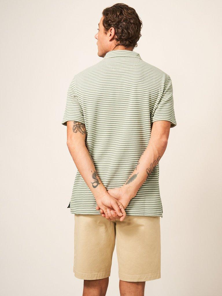 Revere Stripe Polo in MINT GREEN - MODEL BACK