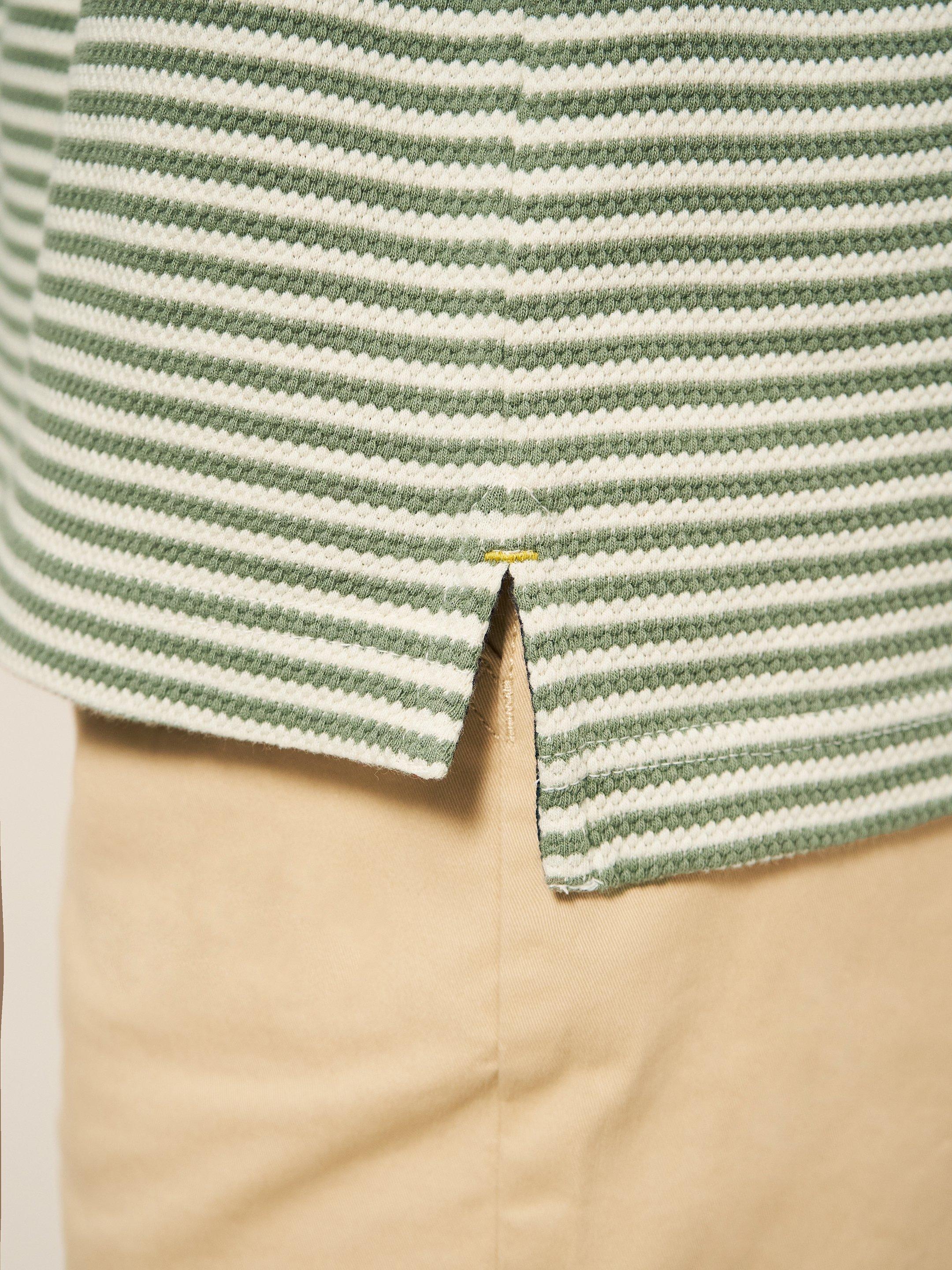 Revere Stripe Polo in MINT GREEN - MODEL DETAIL