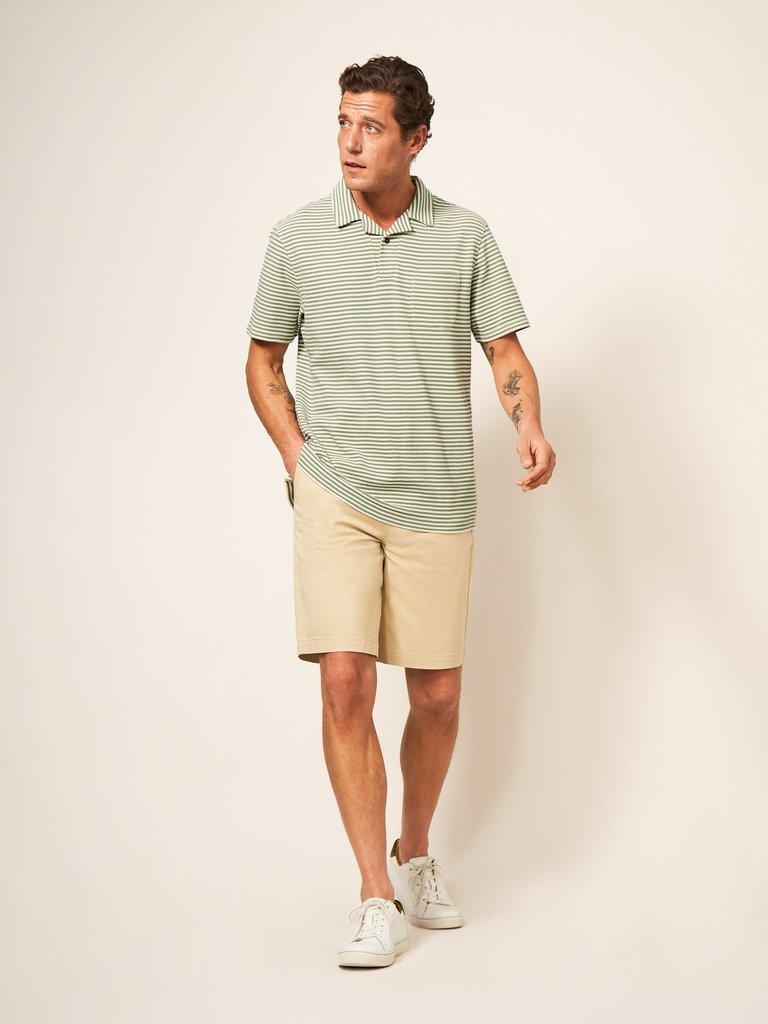 Revere Stripe Polo in MINT GREEN - MODEL FRONT