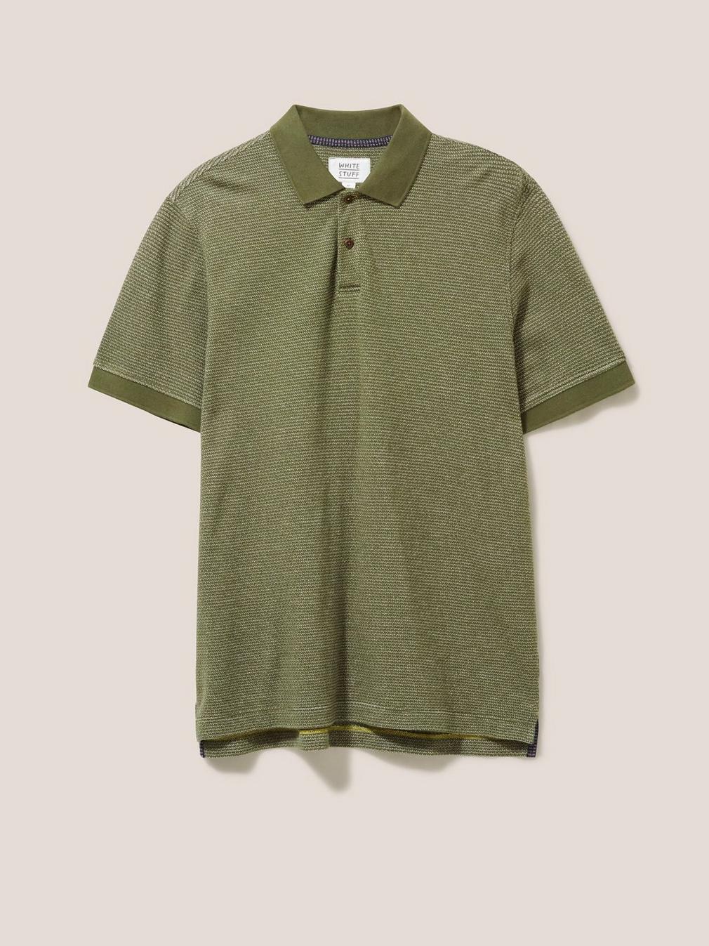 Micro Dot Polo in KHAKI GRN - FLAT FRONT