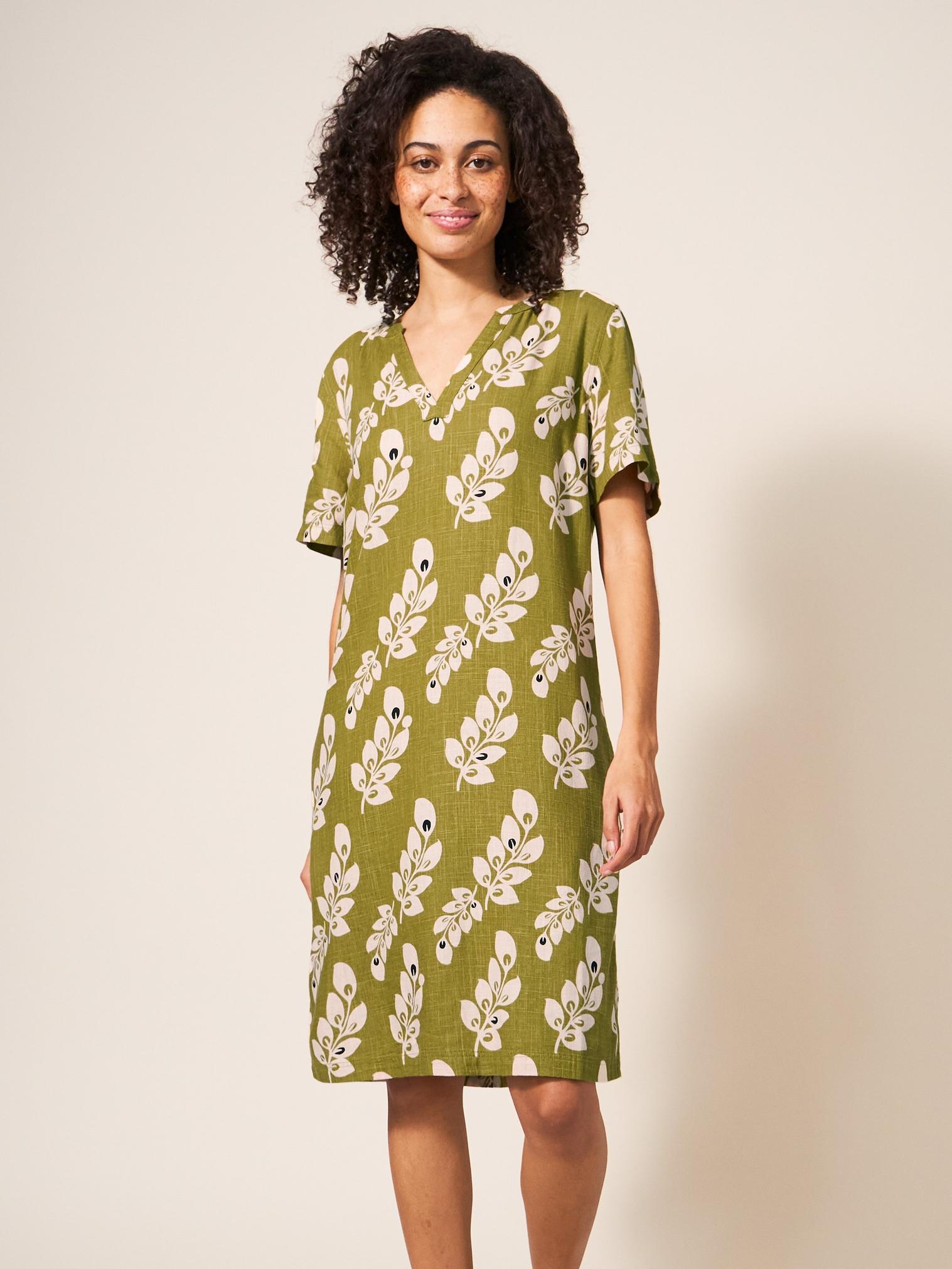 Lydia Linen Viscose  Dress in GREEN PR - LIFESTYLE