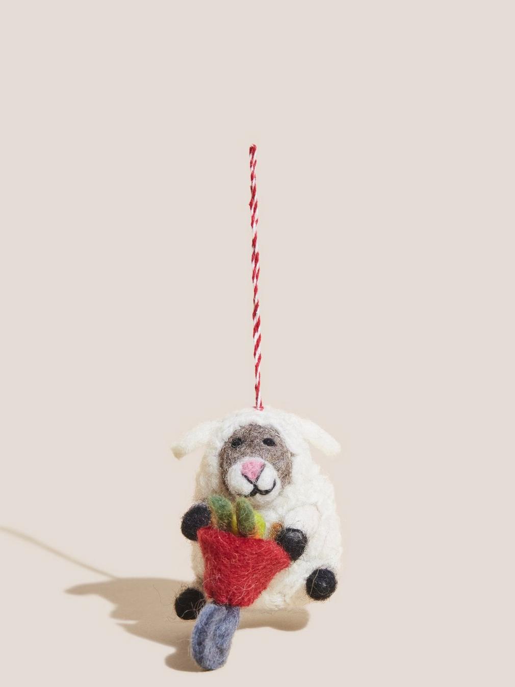 Gardening Sheep Decoration in WHITE MLT - FLAT DETAIL