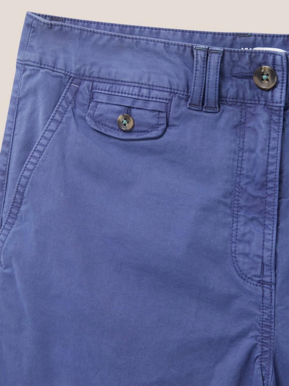 Hayley Organic Chino Shorts in MID BLUE - FLAT DETAIL