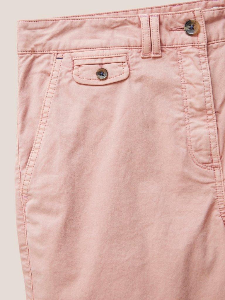 Hayley Organic Chino Shorts in MID PINK - FLAT DETAIL