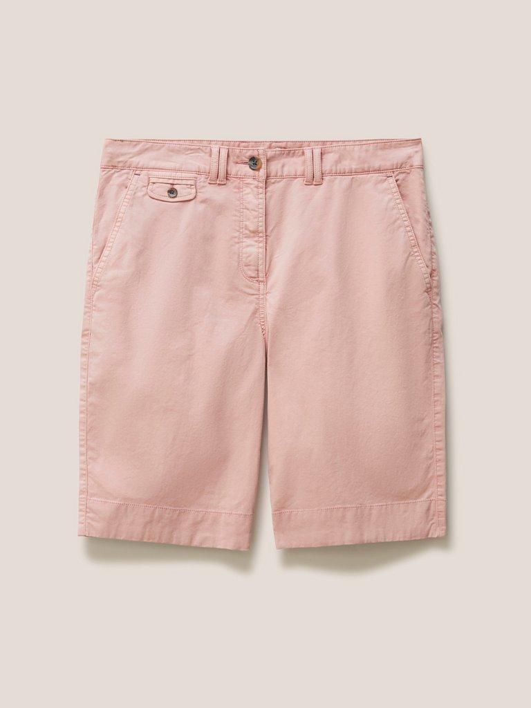 Hayley Organic Chino Shorts in MID PINK - FLAT FRONT