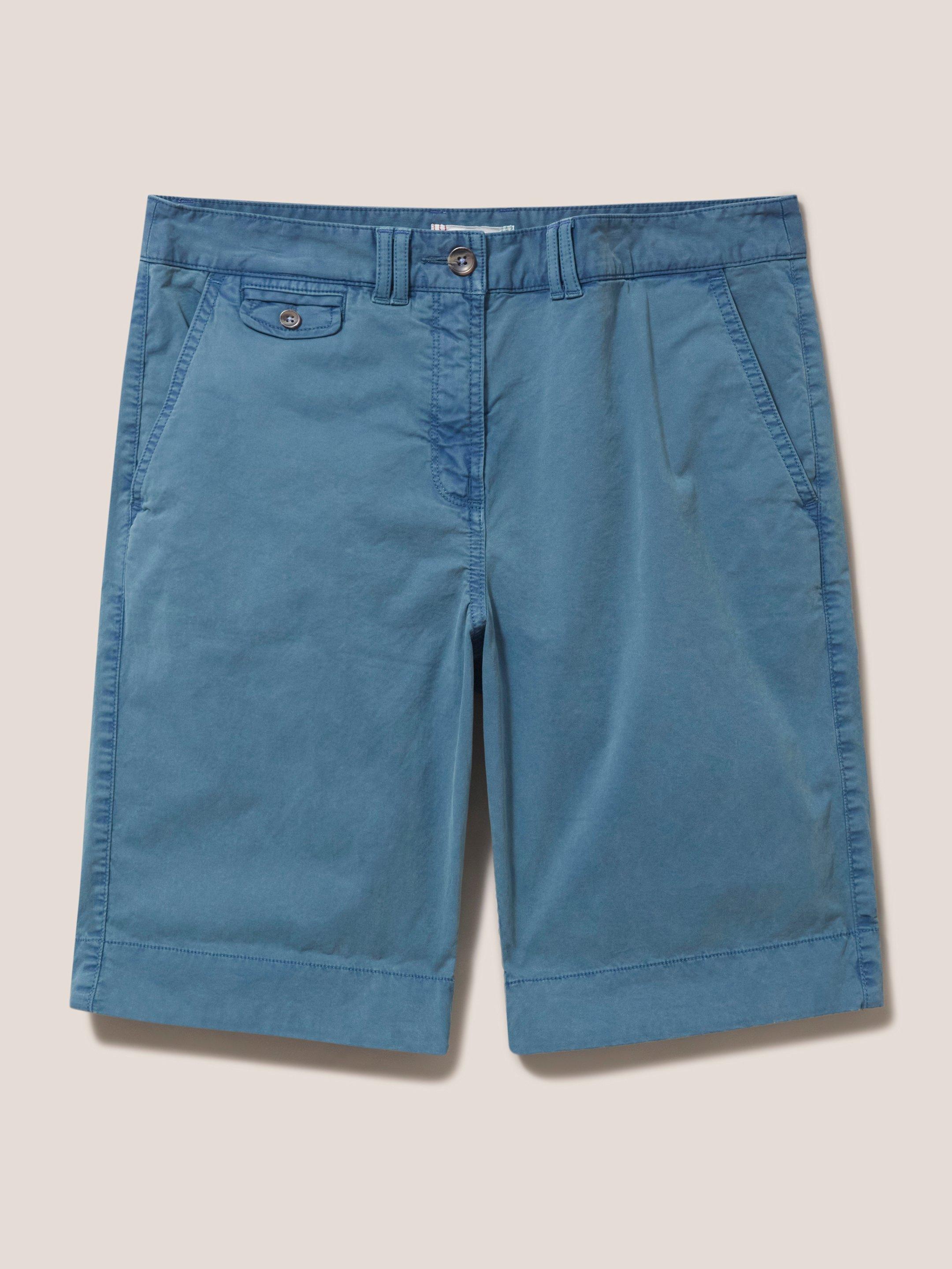 Hayley Organic Chino Shorts in MID TEAL - FLAT FRONT