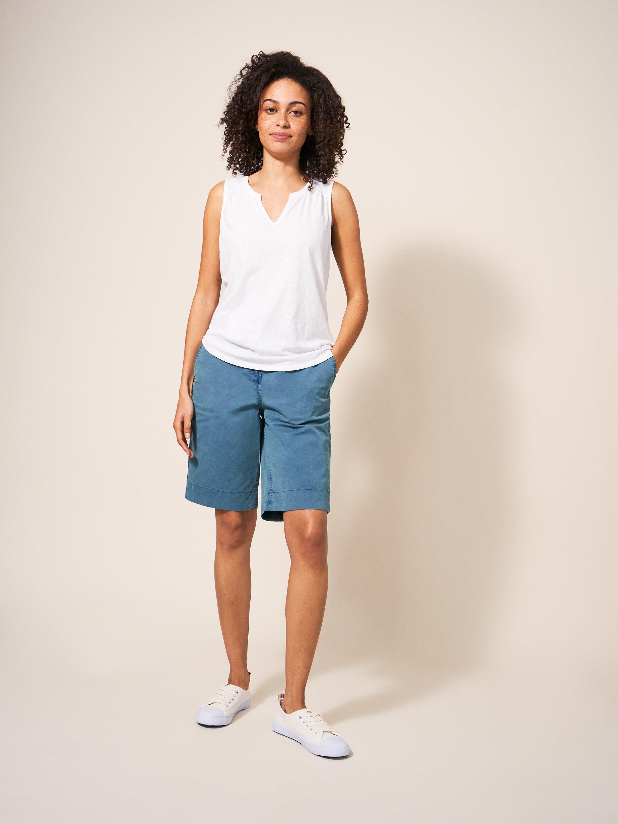 Hayley Organic Chino Shorts in MID TEAL - LIFESTYLE