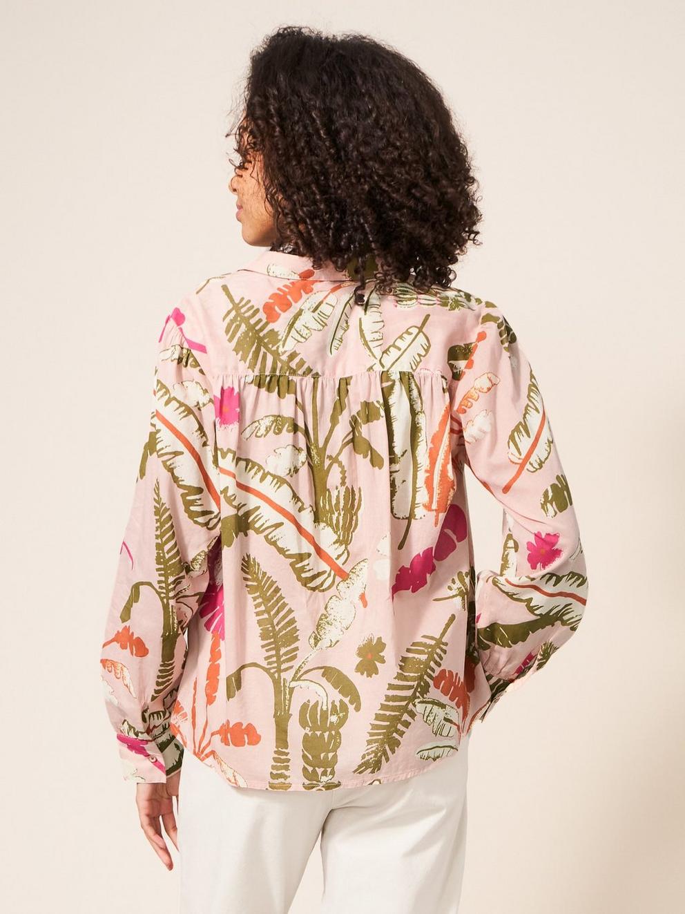 Ayla Cotton Shirt in PINK MLT - MODEL BACK