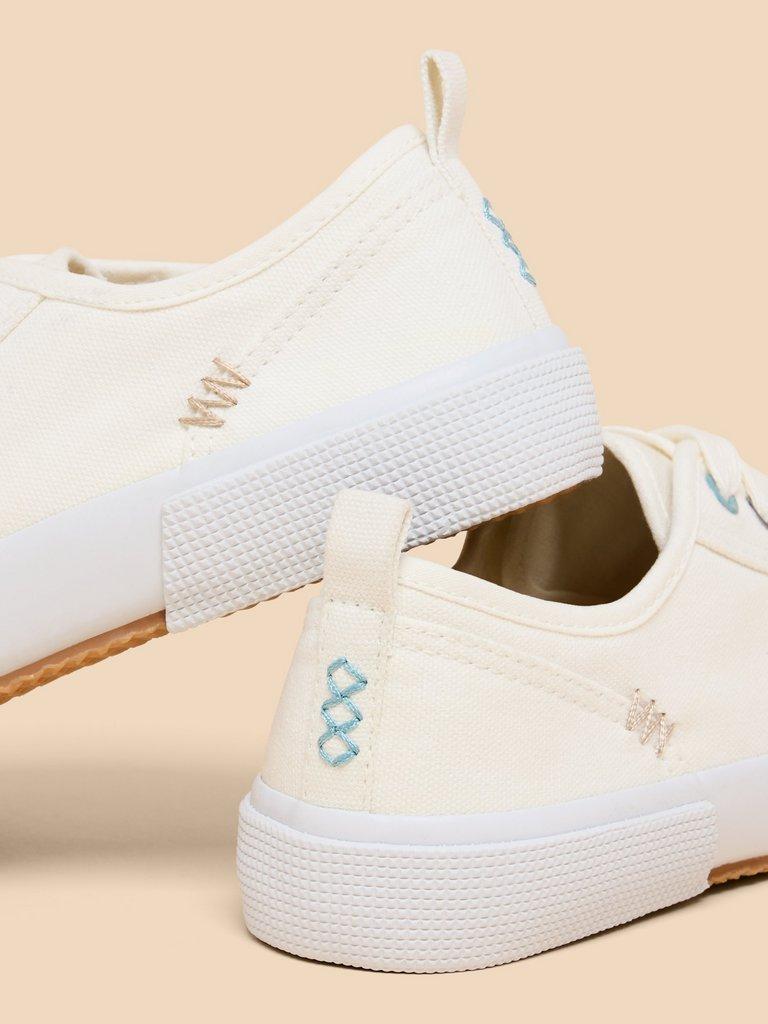 Pippa Canvas Lace Up Trainer in BRIL WHITE - FLAT BACK