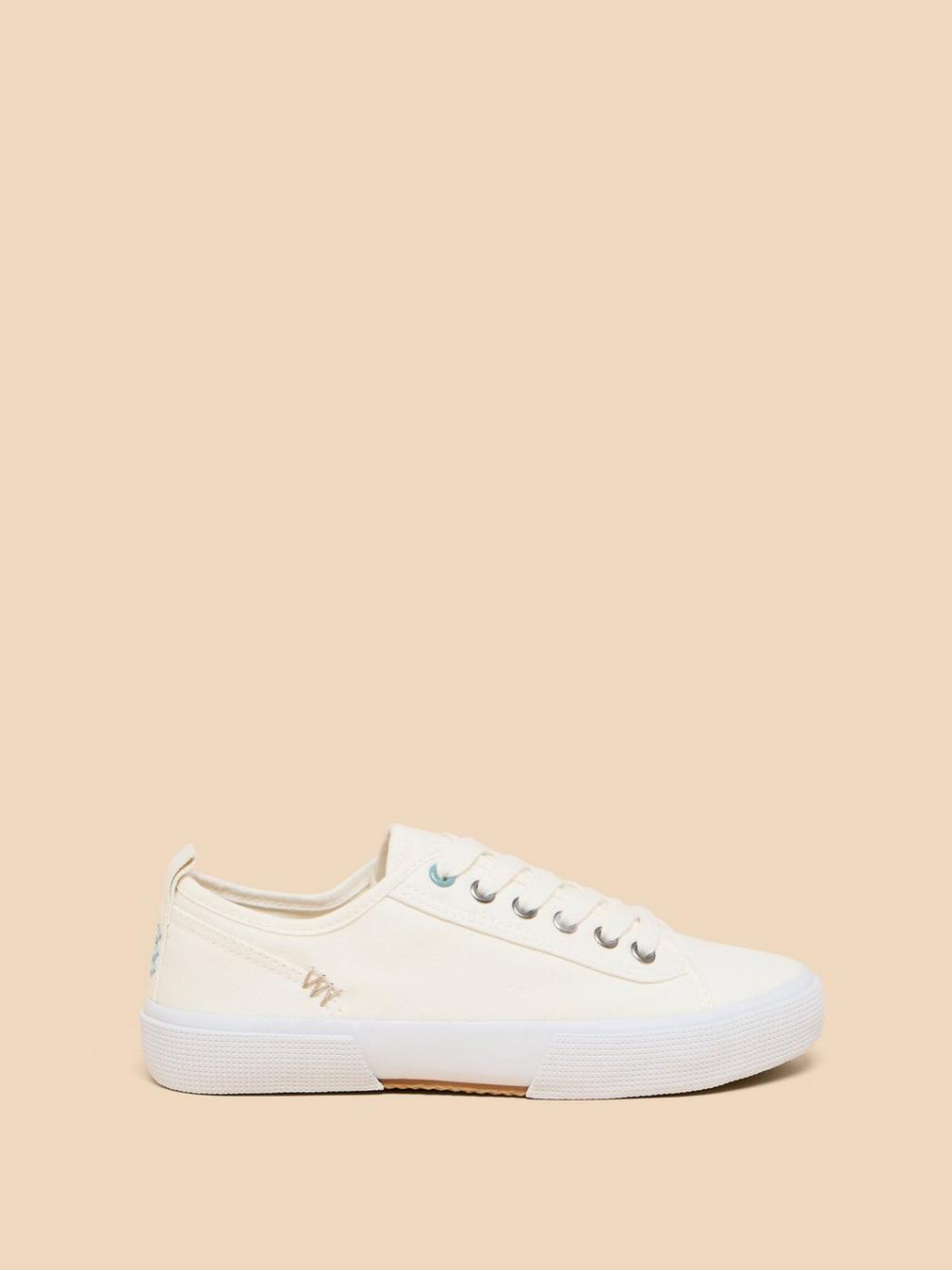 Pippa Canvas Lace Up Trainer in BRILLIANT WHITE | White Stuff