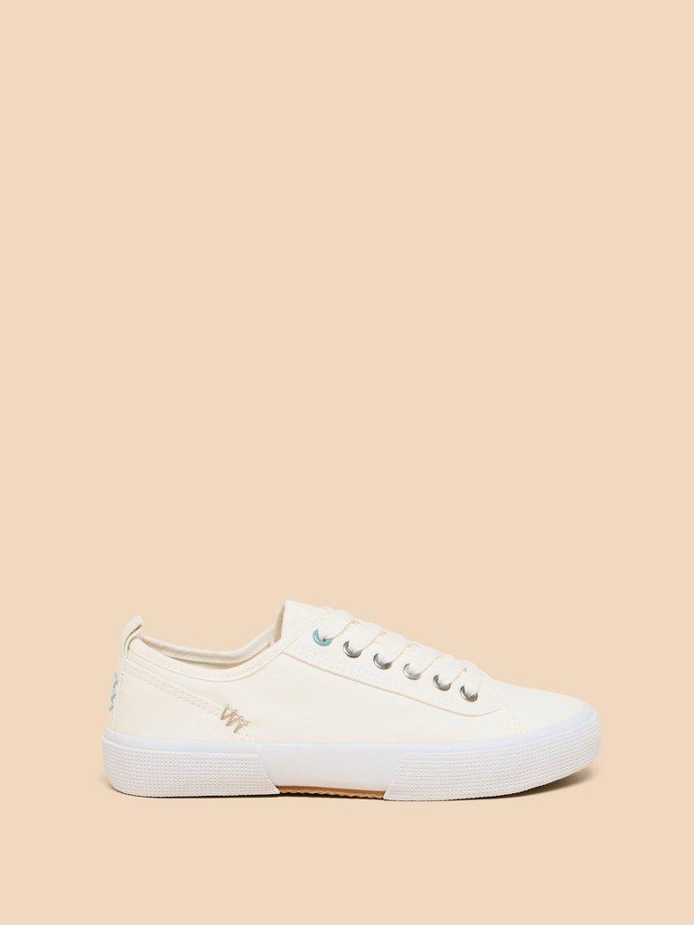 Pippa Canvas Lace Up Trainer in BRIL WHITE - LIFESTYLE
