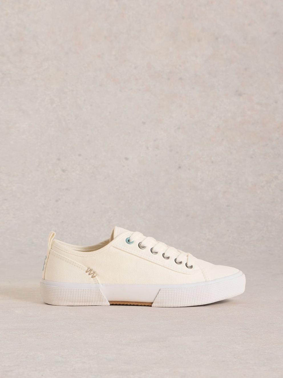 Pippa Canvas Lace Up Trainer in BRIL WHITE - LIFESTYLE