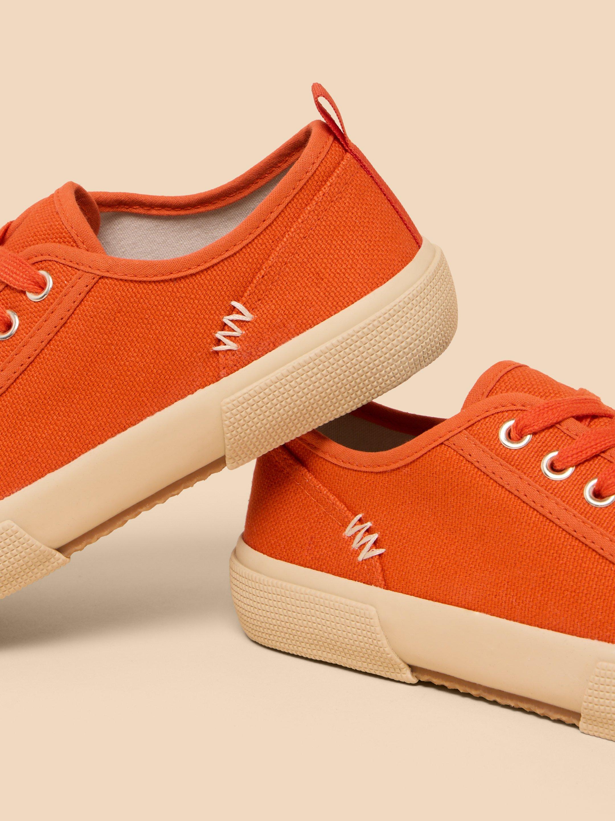 Pippa Canvas Lace Up Trainer in BRT ORANGE - FLAT BACK