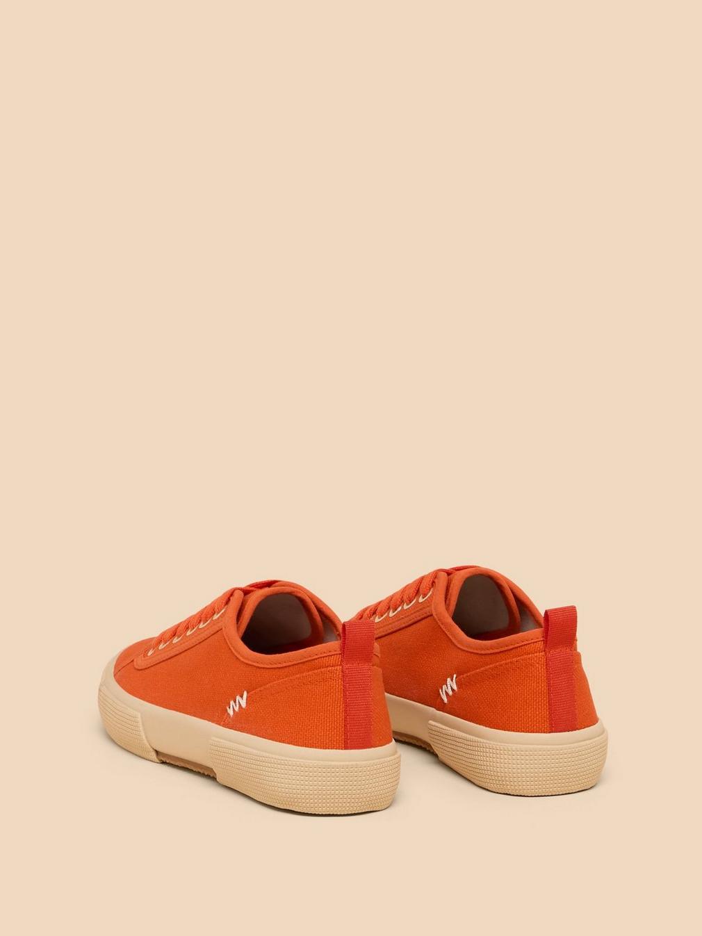 Pippa Canvas Lace Up Trainer in BRT ORANGE - FLAT DETAIL