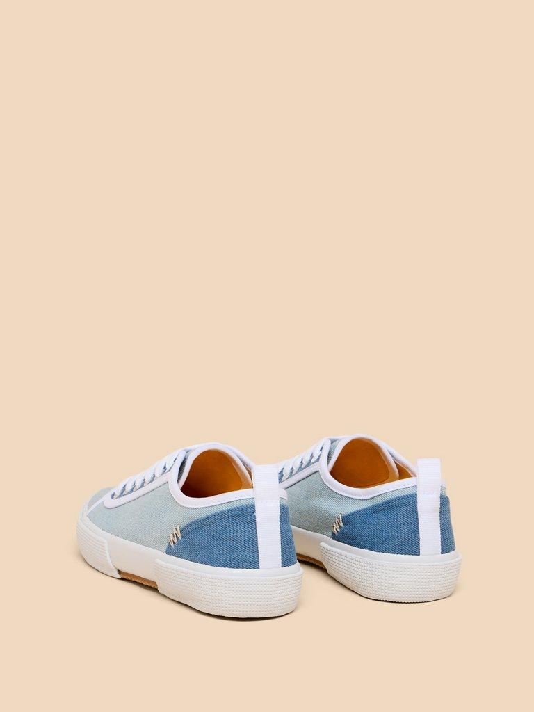 Pippa Canvas Lace Up Trainer in CHAMB BLUE - FLAT DETAIL