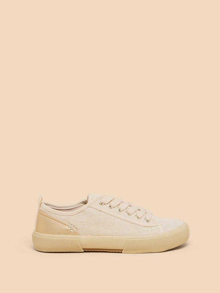 Pippa Canvas Lace Up Trainer in LGT NAT - LIFESTYLE