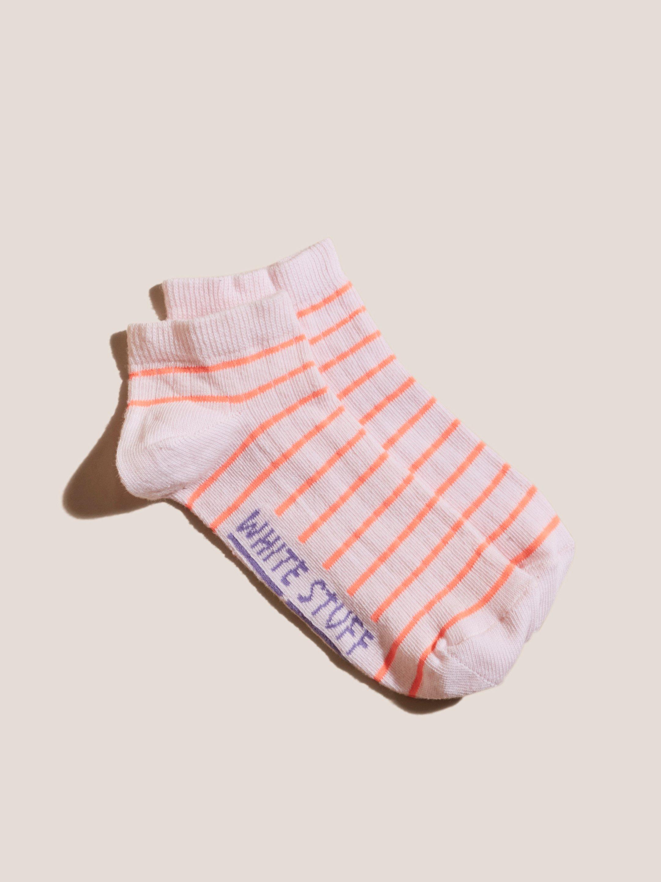 Ribbed Trainer Socks in BRT PINK - FLAT FRONT