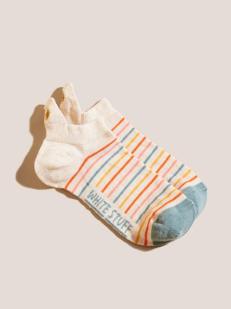 Stripe Trainer Socks in IVORY MLT - FLAT FRONT