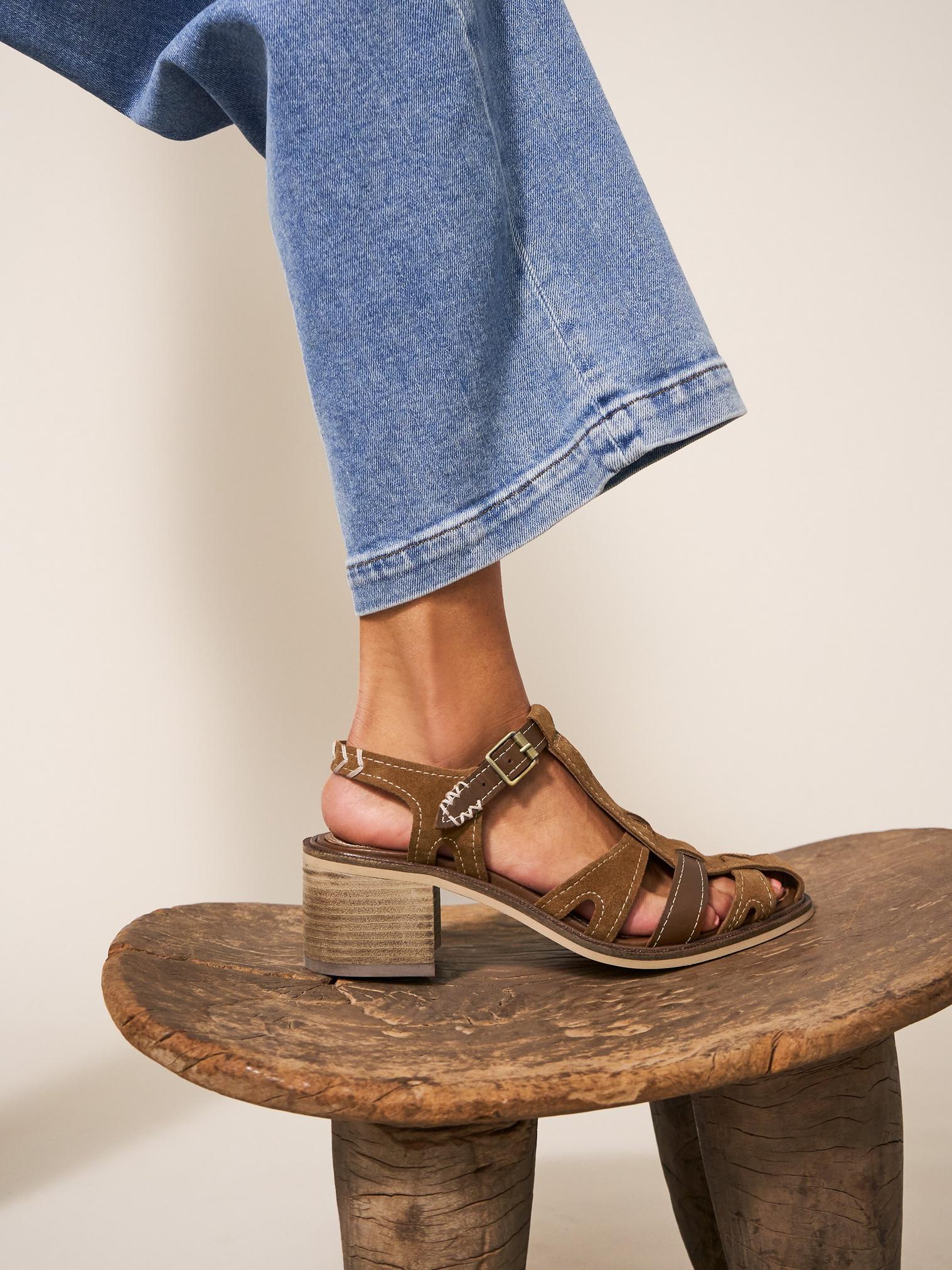 Tan sandals deals mid heel