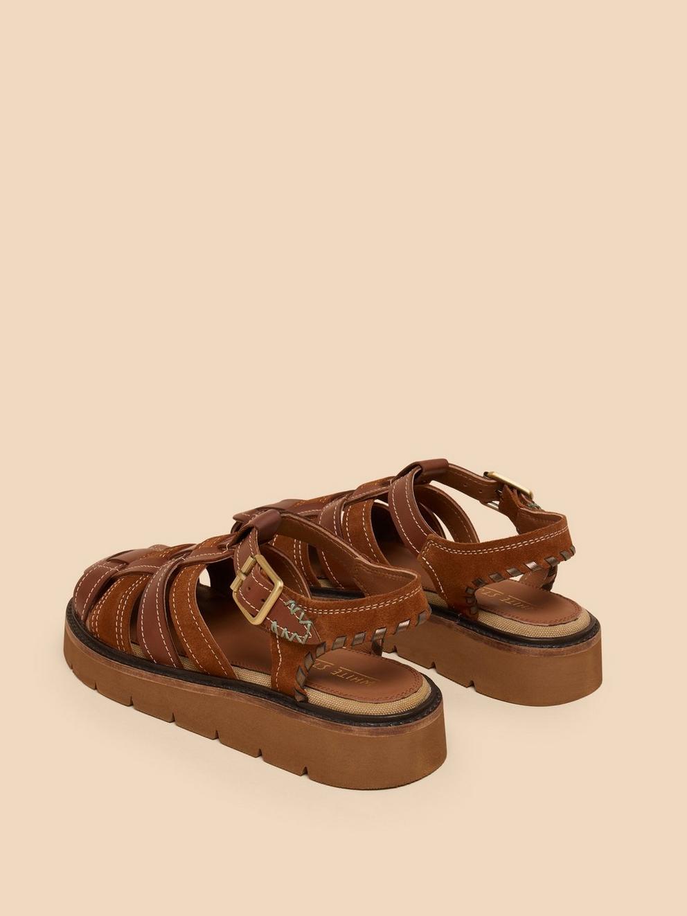 Chunky Fisherman Sandals in DARK TAN - FLAT BACK