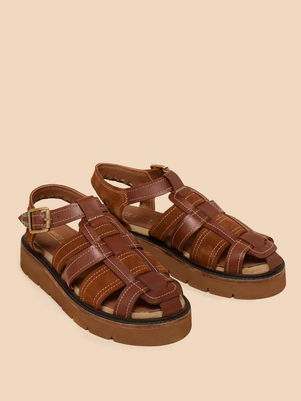 Chunky Fisherman Sandal in DARK TAN - FLAT FRONT