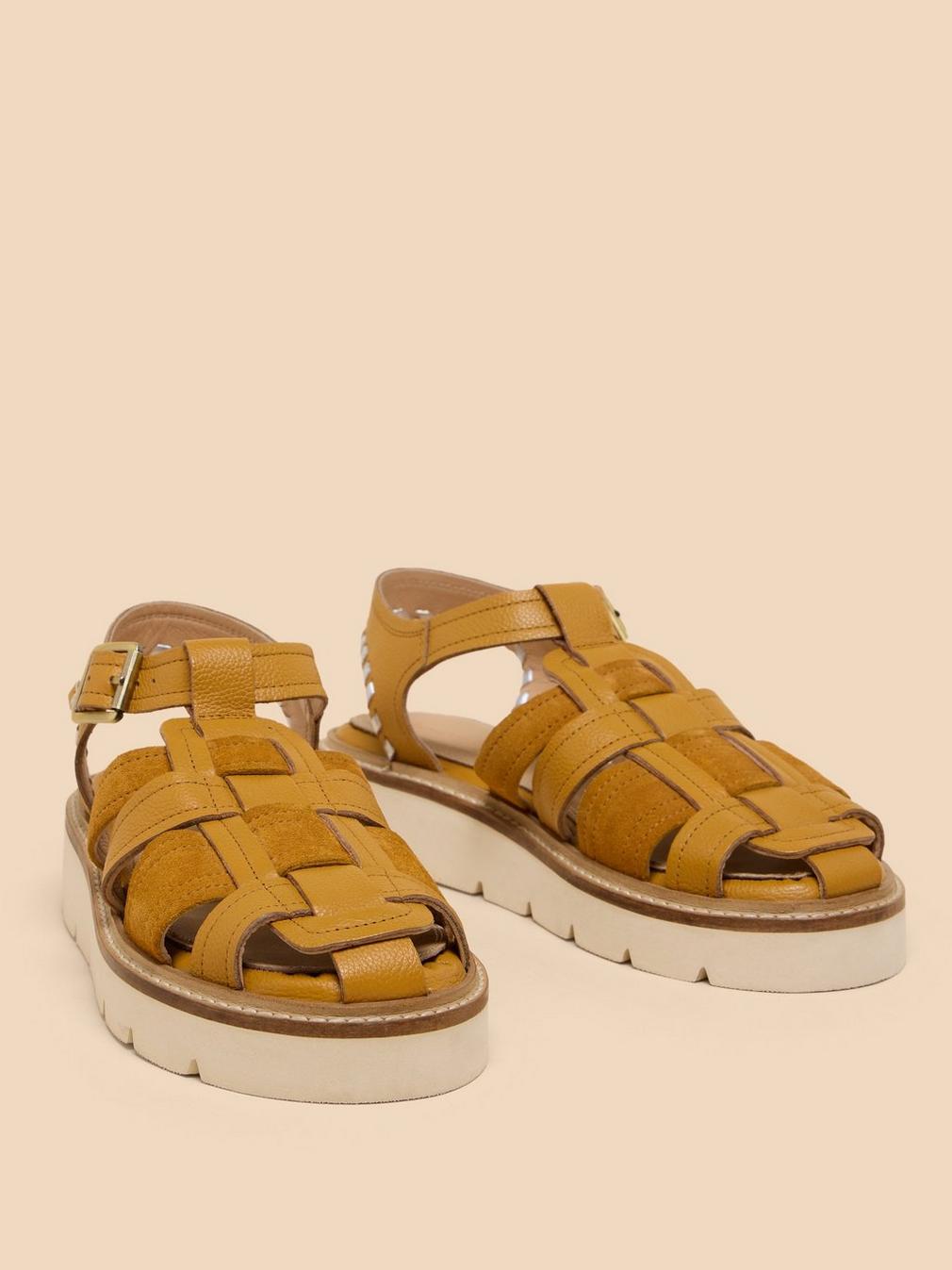 Chunky Fisherman Sandal in DP YELLOW - FLAT FRONT