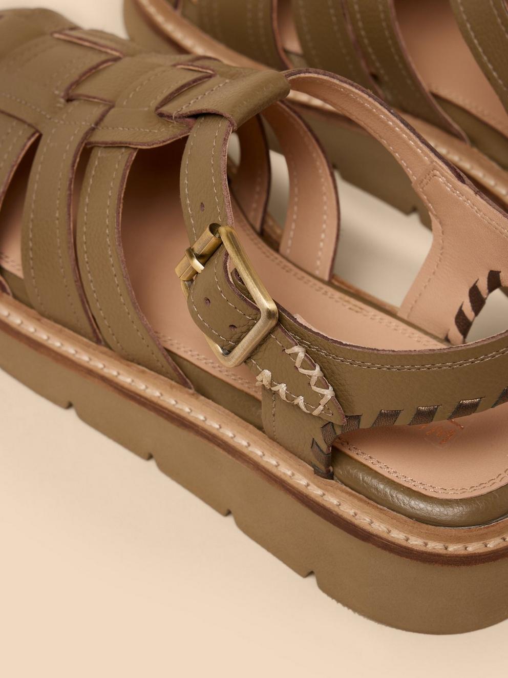 Chunky Fisherman Sandals in KHAKI GRN - FLAT BACK