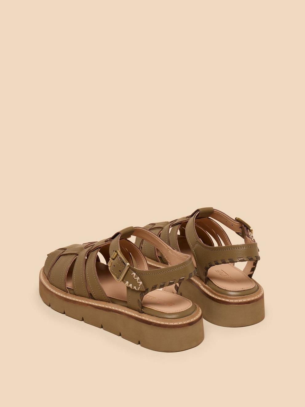 Chunky Fisherman Sandals in KHAKI GRN - FLAT DETAIL