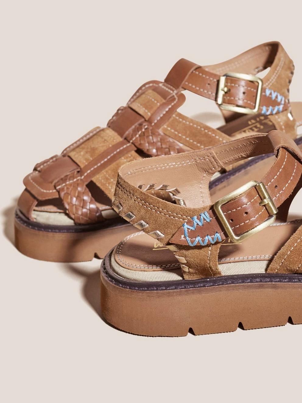 Chunky Fisherman Sandals in MID TAN - FLAT BACK