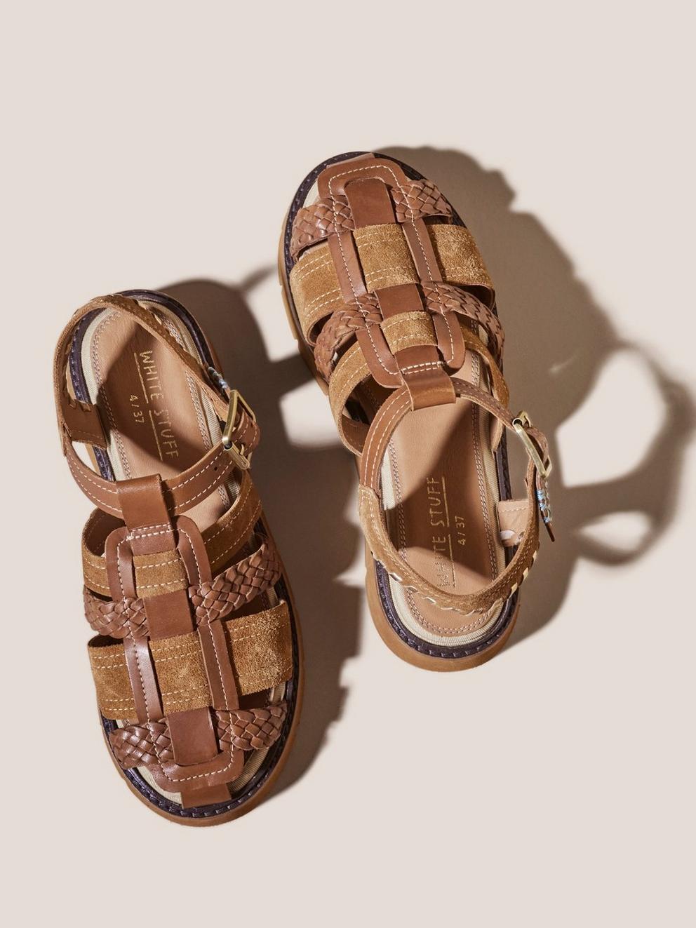 Chunky Fisherman Sandal in MID TAN - FLAT DETAIL