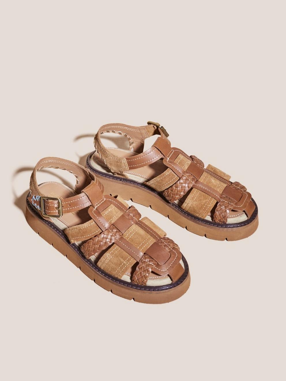 Chunky Fisherman Sandal in MID TAN - FLAT FRONT