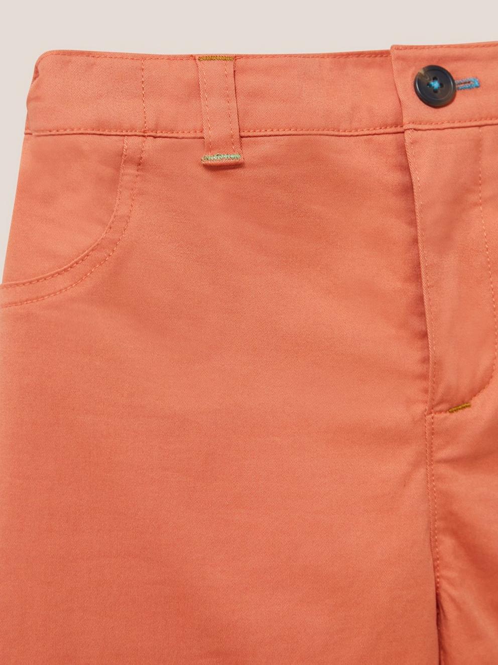 Cole Chino Short in MID CORAL - FLAT DETAIL