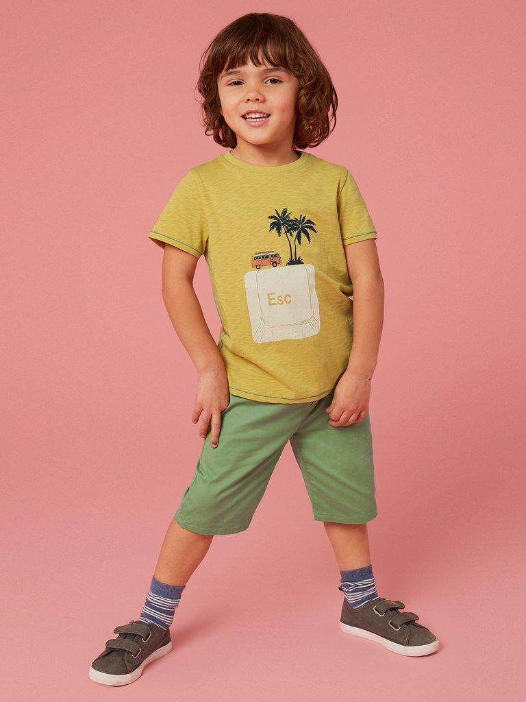 Cole Chino Short in MID GREEN - MODEL FRONT