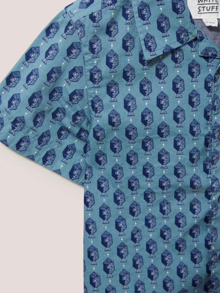 Mini Fish Printed SS Shirt in MINT GREEN - FLAT DETAIL