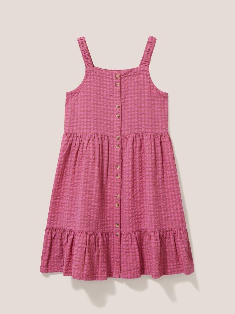 Gingham Seersucker Dress in BRT PINK - FLAT FRONT