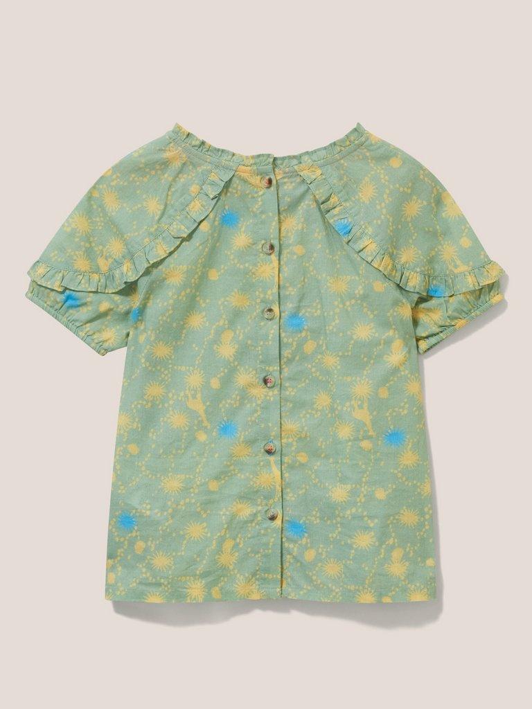 Printed Woven Top in GREEN MLT - FLAT BACK